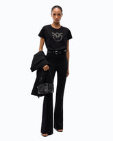 T-shirt with bejewelled Love Birds logo - Black | Pinko