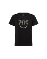 T-shirt with bejewelled Love Birds logo - Black | Pinko