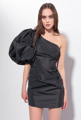 ONE-SHOULDER TAFFETA MINI DRESS -  | Pinko