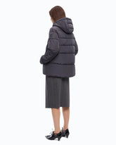 Down jacket in water-repellent technical canvas - Black | Pinko