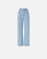 Wide-leg jeans with diamond and rhinestone motif -  | Pinko
