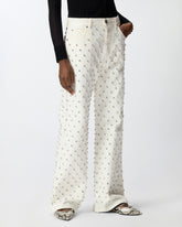 Wide-leg jeans with diamond pattern and rhinestones -  | Pinko