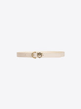 Tumbled leather belt with Love Birds detail, 2.5 cm -  | Pinko