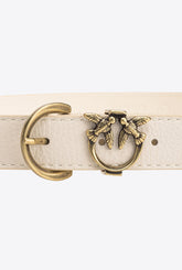 Tumbled leather belt with Love Birds detail, 2.5 cm -  | Pinko