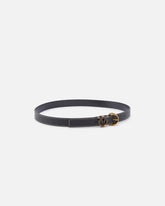 Tumbled leather belt with Love Birds detail, 2.5 cm -  | Pinko