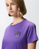 T-shirt with crystal-embroidered Love Birds logo -  | Pinko