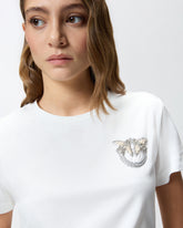 T-shirt with crystal-embroidered Love Birds logo -  | Pinko