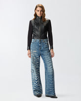 Wide-leg zebra-print jeans -  | Pinko