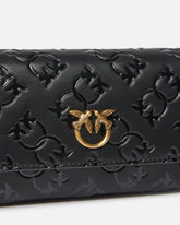 Rechteckiges Portemonnaie aus Monogram-Leder mit Schulterriemen -  | Pinko