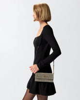 Geldbörse aus Leder mit Strassbesatz und Schulterriemen -  | Pinko