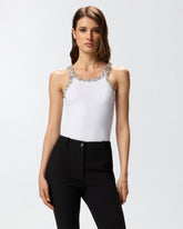Ribbed top with bejewelled embellishment -  | Pinko