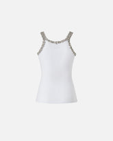 Ribbed top with bejewelled embellishment -  | Pinko