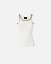 Ribbed top with bejewelled embellishment -  | Pinko
