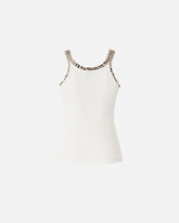 Ribbed top with bejewelled embellishment -  | Pinko