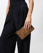 Small crossbody clutch in leopard-print suede -  | Pinko