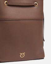 Medium full-grain leather bucket bag with Love Birds logo -  | Pinko