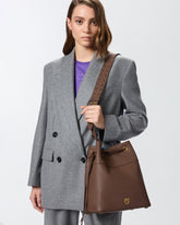 Medium full-grain leather bucket bag with Love Birds logo -  | Pinko