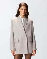 Oversized double-breasted blazer with rhinestones -  | Pinko