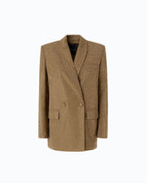 Oversized double-breasted jacket with rhinestones - Green | Pinko