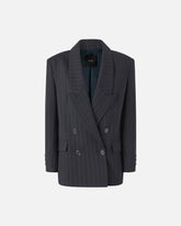 Double-breasted pinstripe blazer in wool -  | Pinko