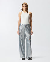Loose-fit laminated denim jeans -  | Pinko