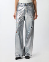 Loose-fit laminated denim jeans -  | Pinko