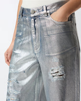 Loose-fit laminated denim jeans -  | Pinko