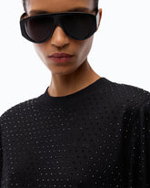 T-shirt with rhinestones and logo -  | Pinko