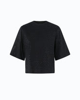 T-shirt with rhinestones and logo -  | Pinko