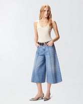 Wide-leg denim Bermuda shorts -  | Pinko