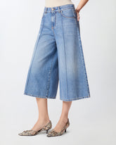 Wide-leg denim Bermuda shorts -  | Pinko