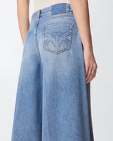 Wide-leg denim Bermuda shorts -  | Pinko
