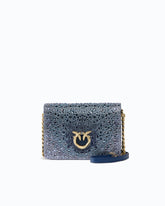 PINKO Galleria Mini Love Bag Click crossbody bag in fully rhinestoned leather and microfibre - Trasparente | Pinko