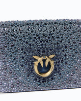 PINKO Galleria Mini Love Bag Click crossbody bag in fully rhinestoned leather and microfibre - Trasparente | Pinko