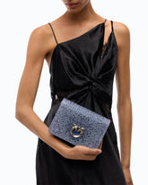 PINKO Galleria Mini Love Bag Click crossbody bag in fully rhinestoned leather and microfibre - Trasparente | Pinko