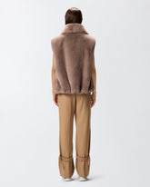 Faux fur gilet with zip -  | Pinko