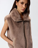 Faux fur gilet with zip -  | Pinko