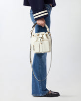 Small leather Cargo Bucket Bag with braiding -  | Pinko