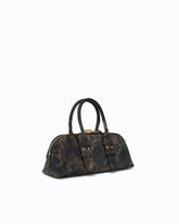 Escape Bag Horizontal small handbag in suede with camouflage print - Military Green | Pinko