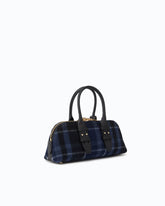 Escape Bag Horizontal small handbag in check cloth and leather - Multicolor Black-Blue | Pinko