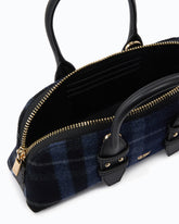 Escape Bag Horizontal small handbag in check cloth and leather - Multicolor Black-Blue | Pinko