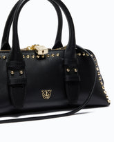 Medium leather bowling handbag with studs PINKO Galleria -  | Pinko