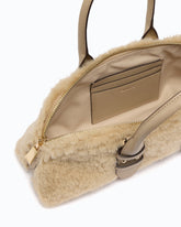 Escape Bag Horizontal small handbag in teddy-effect fabric with leather details -  | Pinko