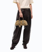 Escape Bag Horizontal small handbag in teddy-effect fabric with leather details -  | Pinko