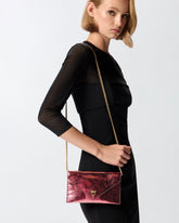 Metallic leather pouch with Love Birds logo -  | Pinko