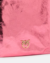 Flat laminated leather bucket bag with shoulder strap -  | Pinko