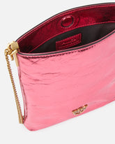 Flat laminated leather bucket bag with shoulder strap -  | Pinko