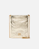 Flat laminated leather bucket bag with shoulder strap -  | Pinko