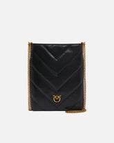 Small flat shoulder pouch in chevron-patterned leather -  | Pinko