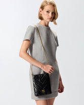 Small flat shoulder pouch in chevron-patterned leather -  | Pinko